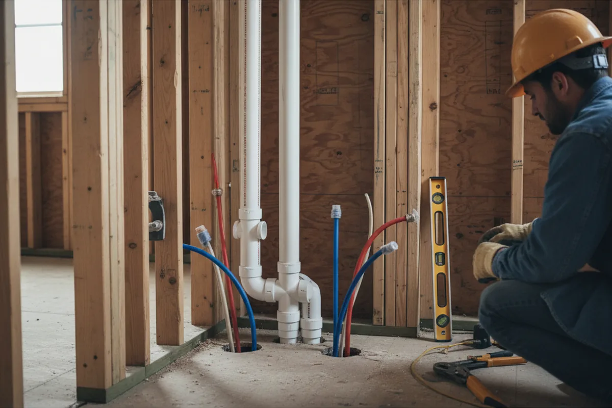 Drain and supply rough-in during Garbage Disposal Repair in Blue Bell