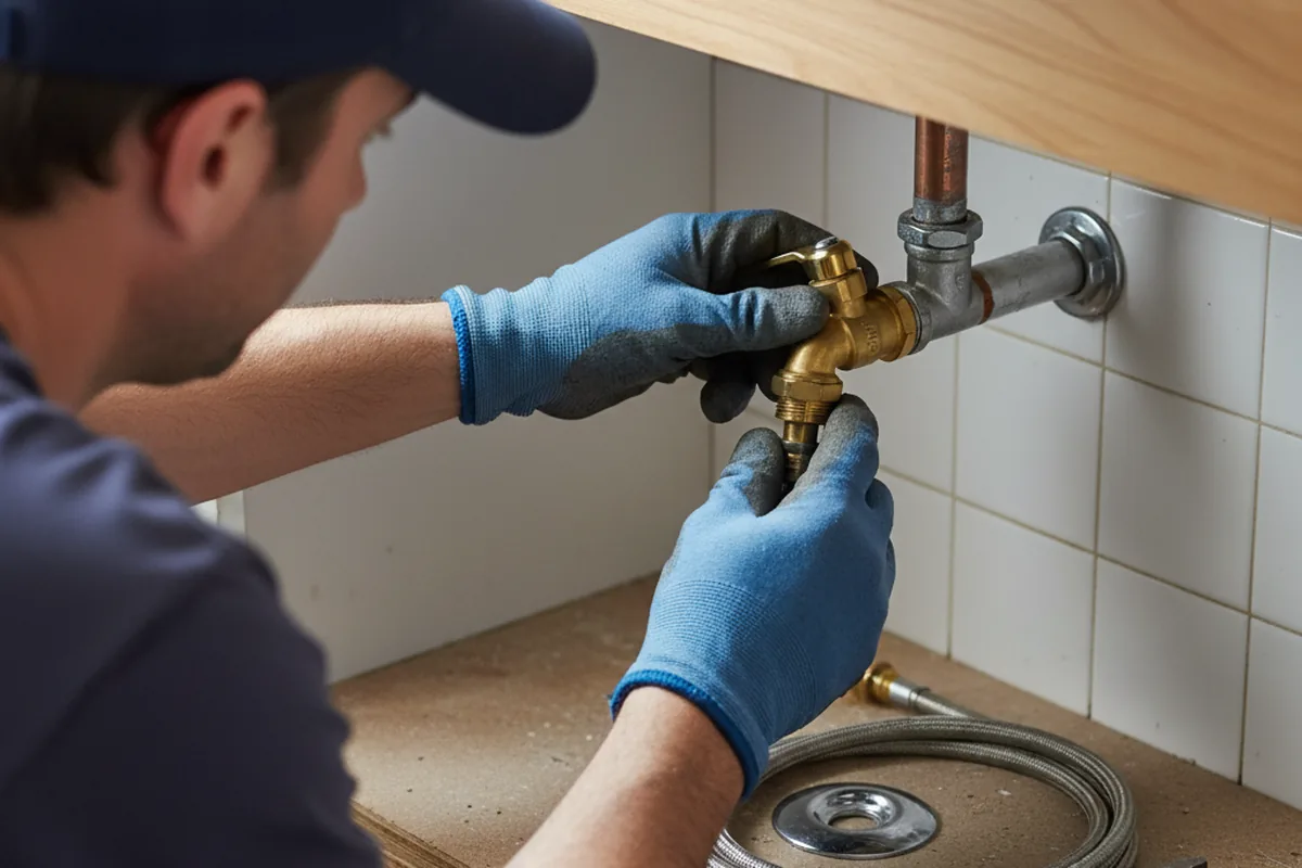 Shutoff valve and fitting work during Burst Pipe Repair in Blue Bell